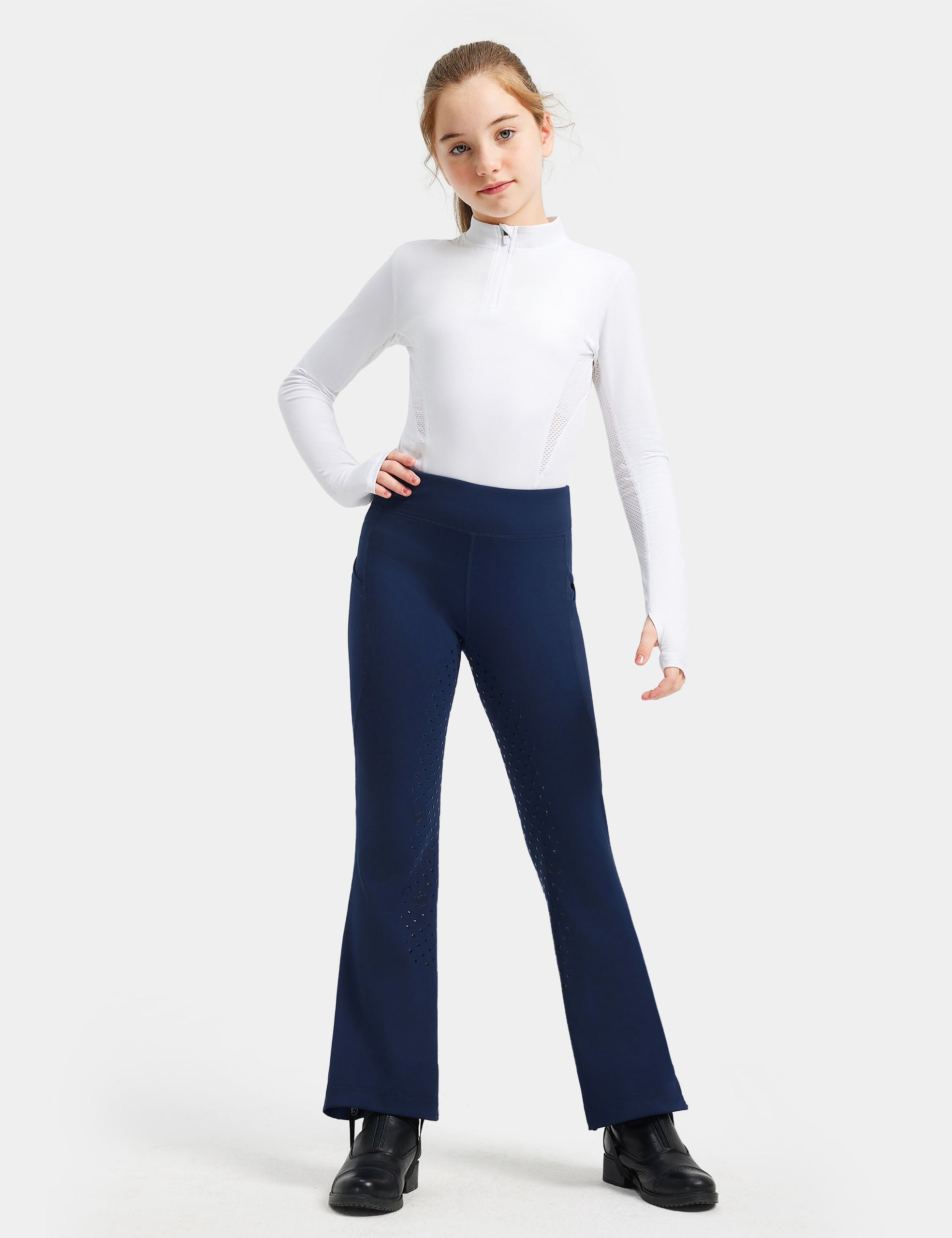 Girls Full Seat Bootcut Riding Pants High Waisted