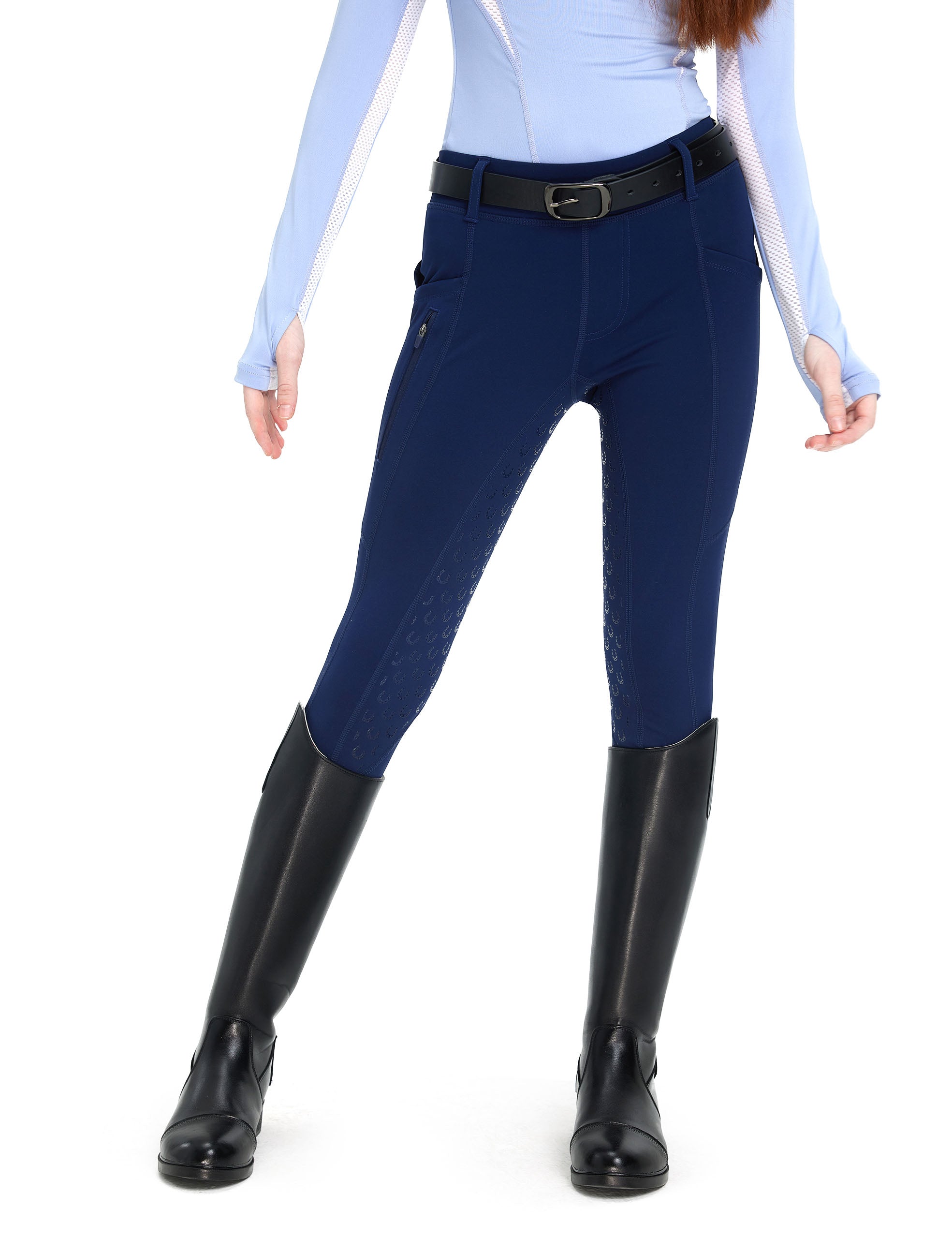 Girls Fleece Lined Full Seat Breeches Faux Back Pockets