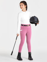 Girls Full Seat Breeches High Waist Zip Pockets