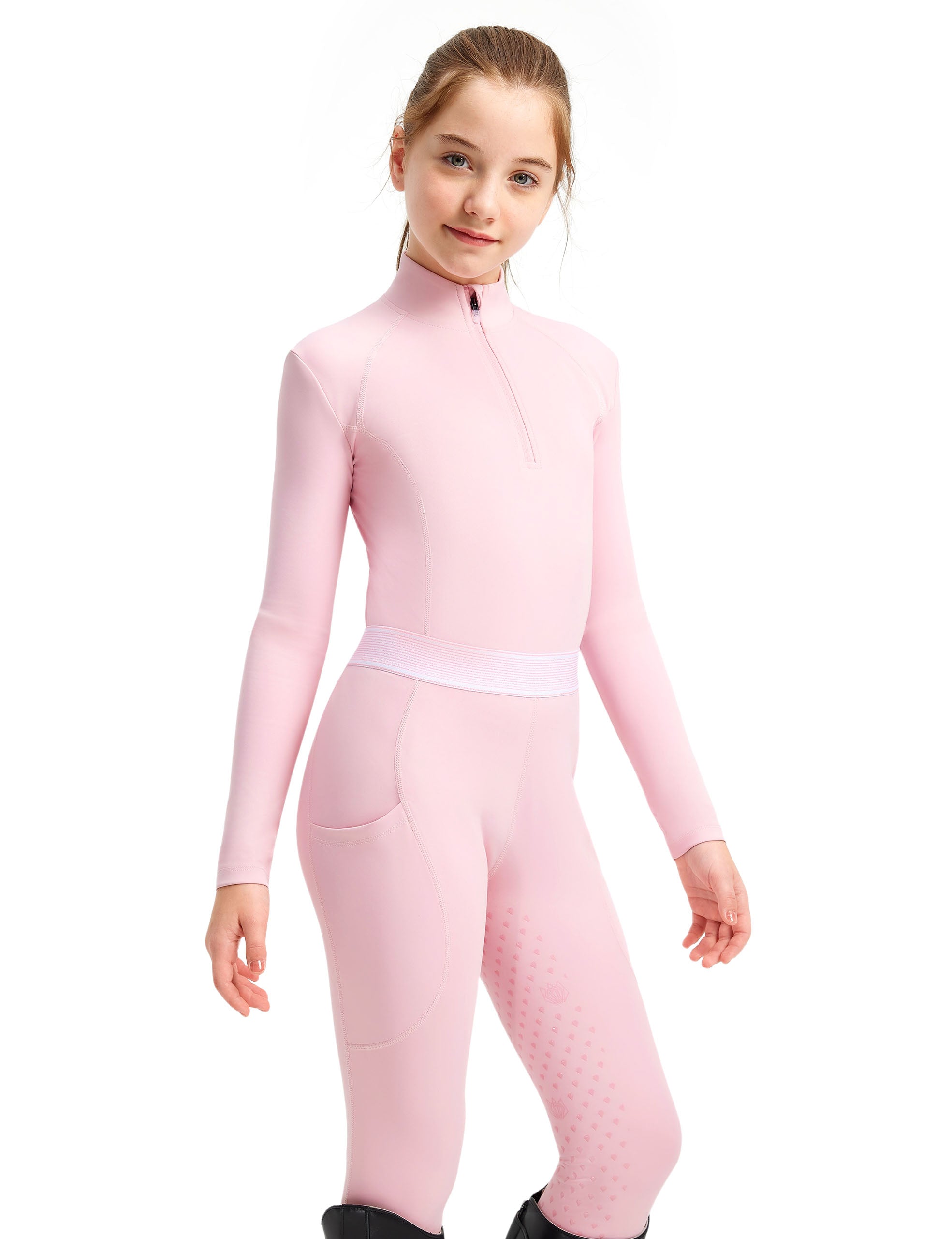 Girls Equestrian Outfit Shirt & Knee-Patch Breeches