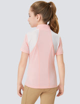 Girls T-shirt with Mesh Zip Collar