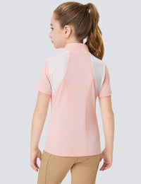 Girls T-shirt with Mesh Zip Collar