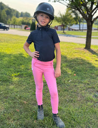 Girls Full Seat Breeches High Waist Zip Pockets