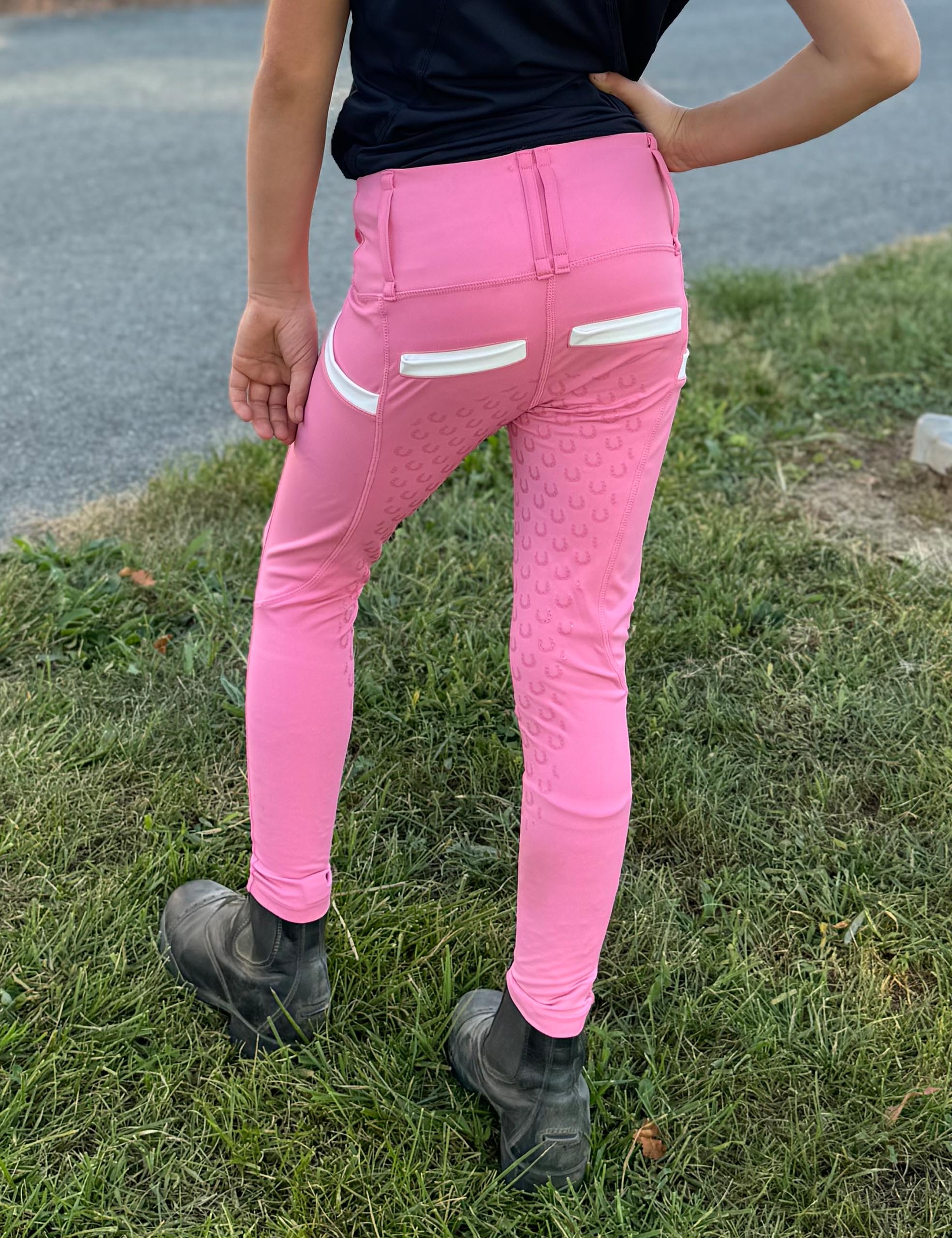 Girls Full Seat Breeches High Waist Zip Pockets