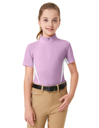 Girls T-shirt with Mesh Zip Collar