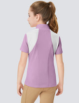 Girls T-shirt with Mesh Zip Collar