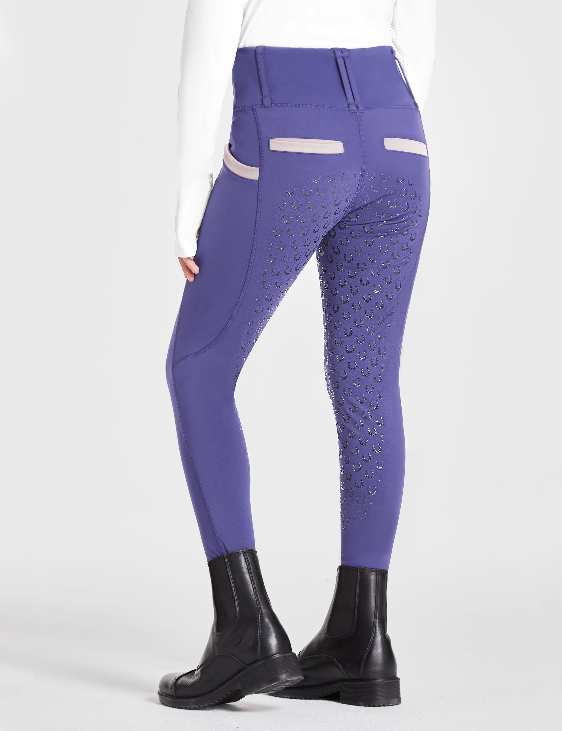 Pantalones de montar para niñas con cintura alta y bolsillos con cremallera