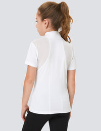 Girls T-shirt with Mesh Zip Collar