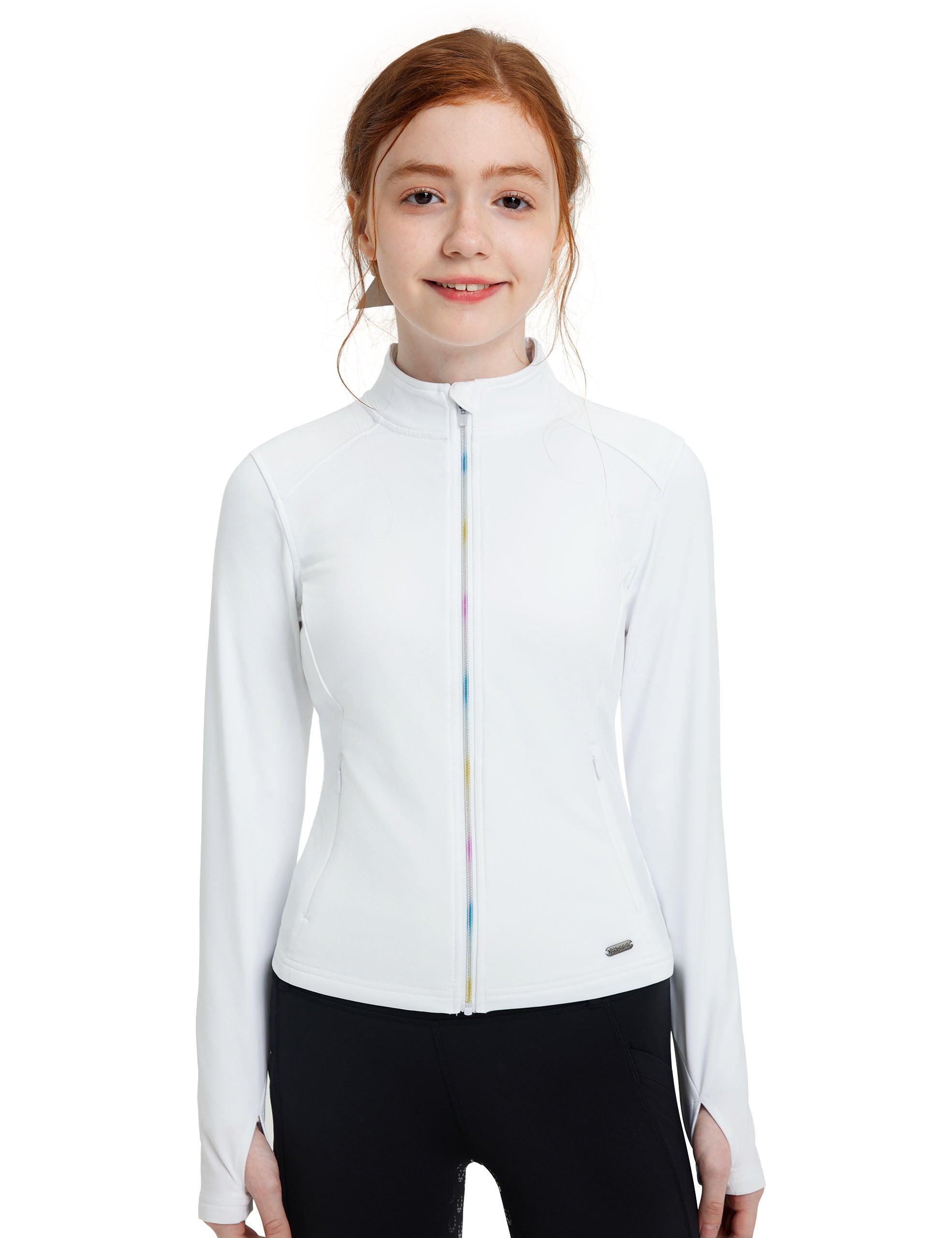 Girls Fleece Lined Horse Riding Jacket Stand Collar