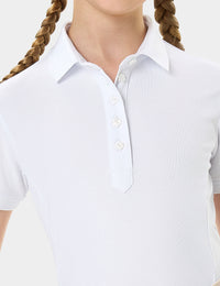 Girls T-shirt Polo Collar Flower Buttons