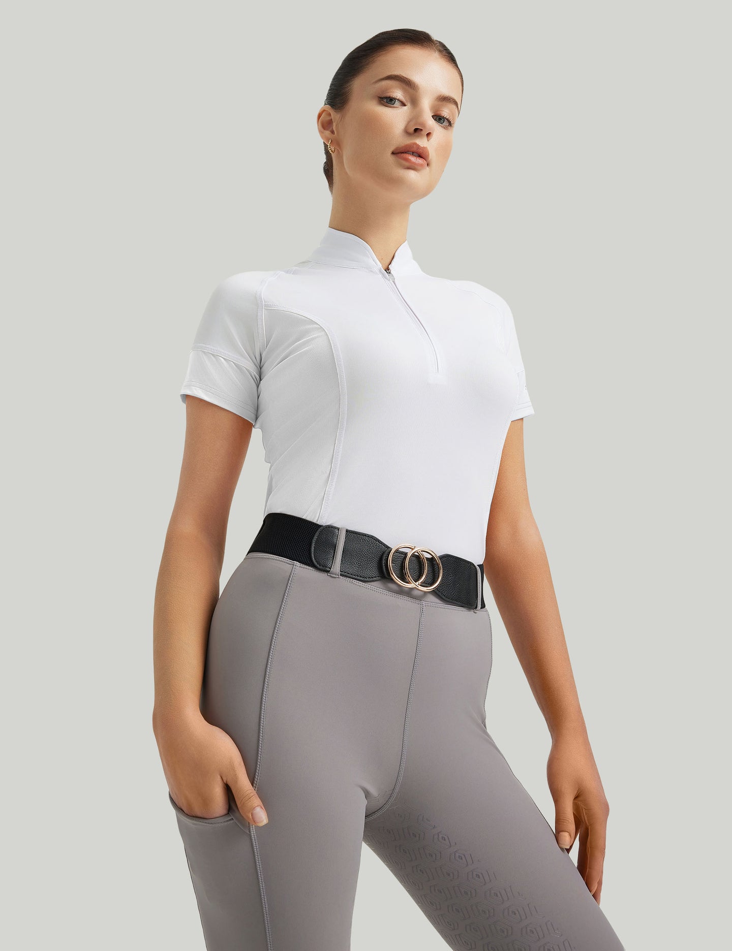 Damen T-Shirts Colorblocking Stehkragen