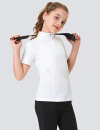 Girls T-shirt with Mesh Zip Collar