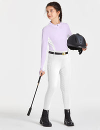 Girls Full Seat Breeches High Waist Zip Pockets