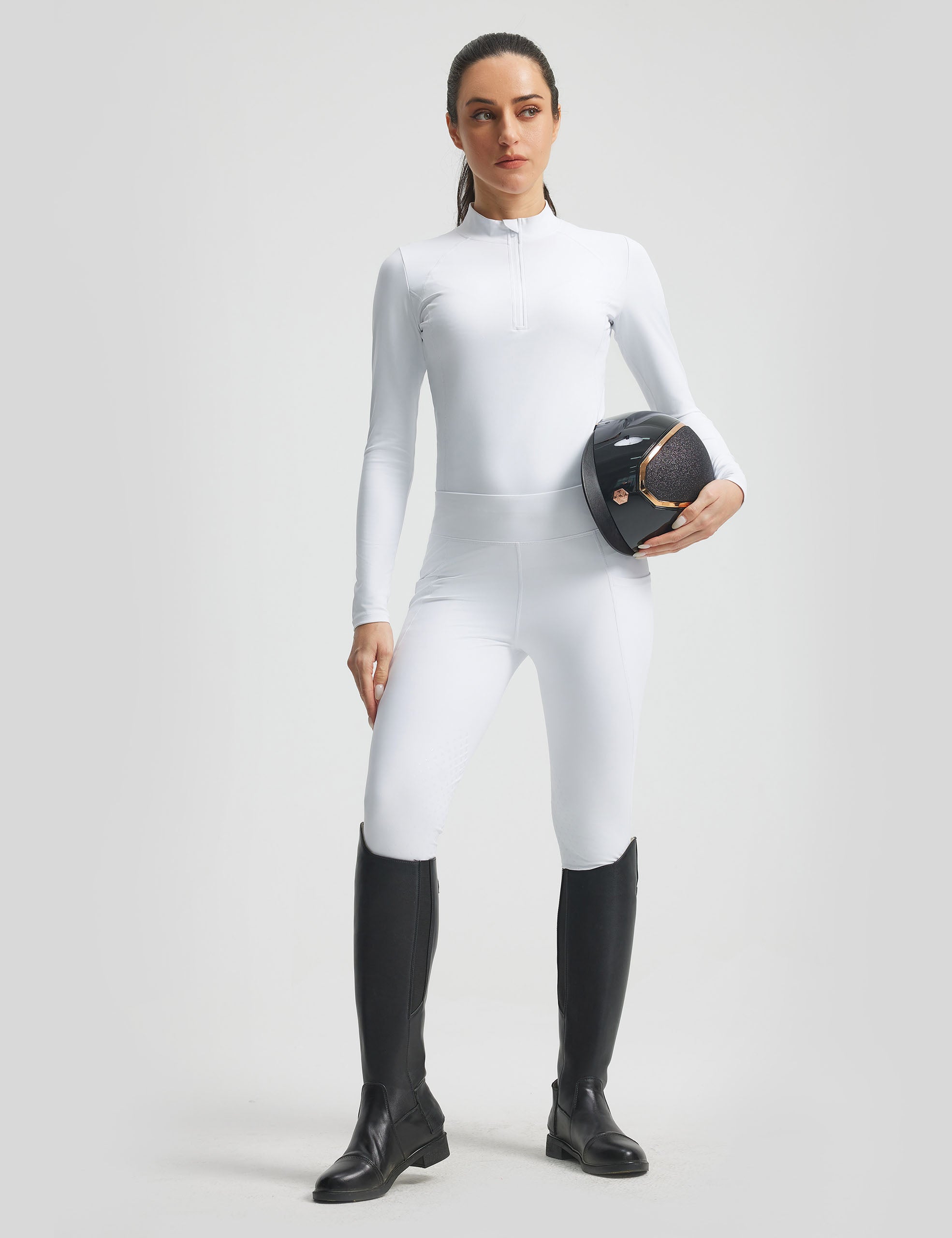Women Equestrian Outfit Shirt & Knee-Patch Breeches