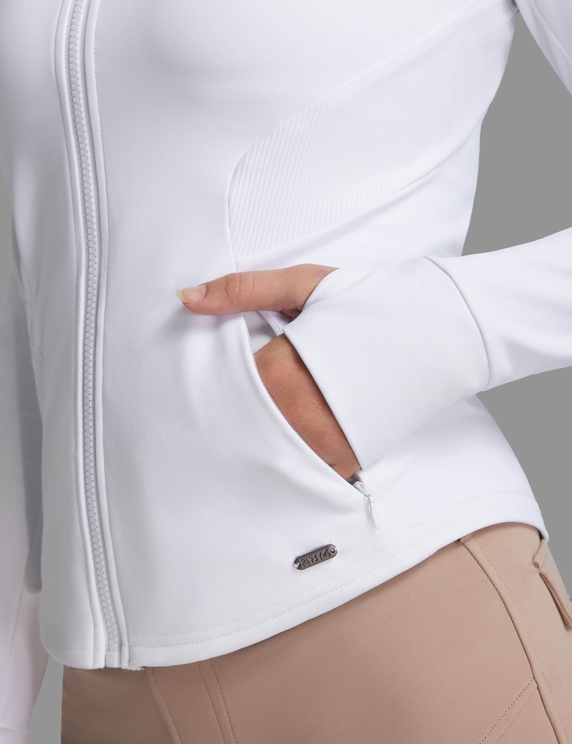 Women Fleece Lined Horse Riding Jacket Stand Collar