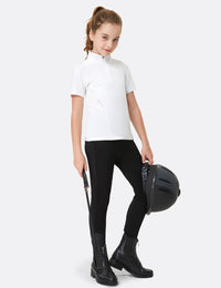 Girls T-shirt with Mesh Zip Collar