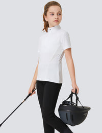 Girls T-shirt with Mesh Zip Collar