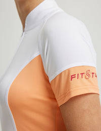 Women T-shirt Color-blocking Stand Collar