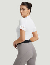 Camisetas de mujer con cuello alto y bloques de color