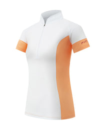 Women T-shirt Color-blocking Stand Collar